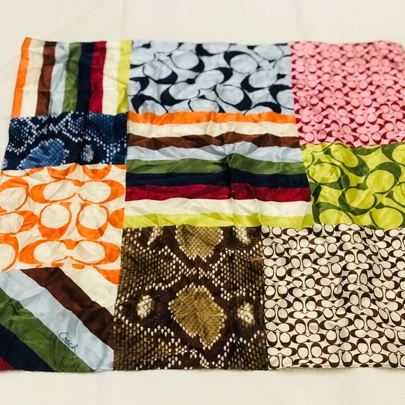 Coach Silk Multi Signature Pattern Scarf - Picture 5 of 5
